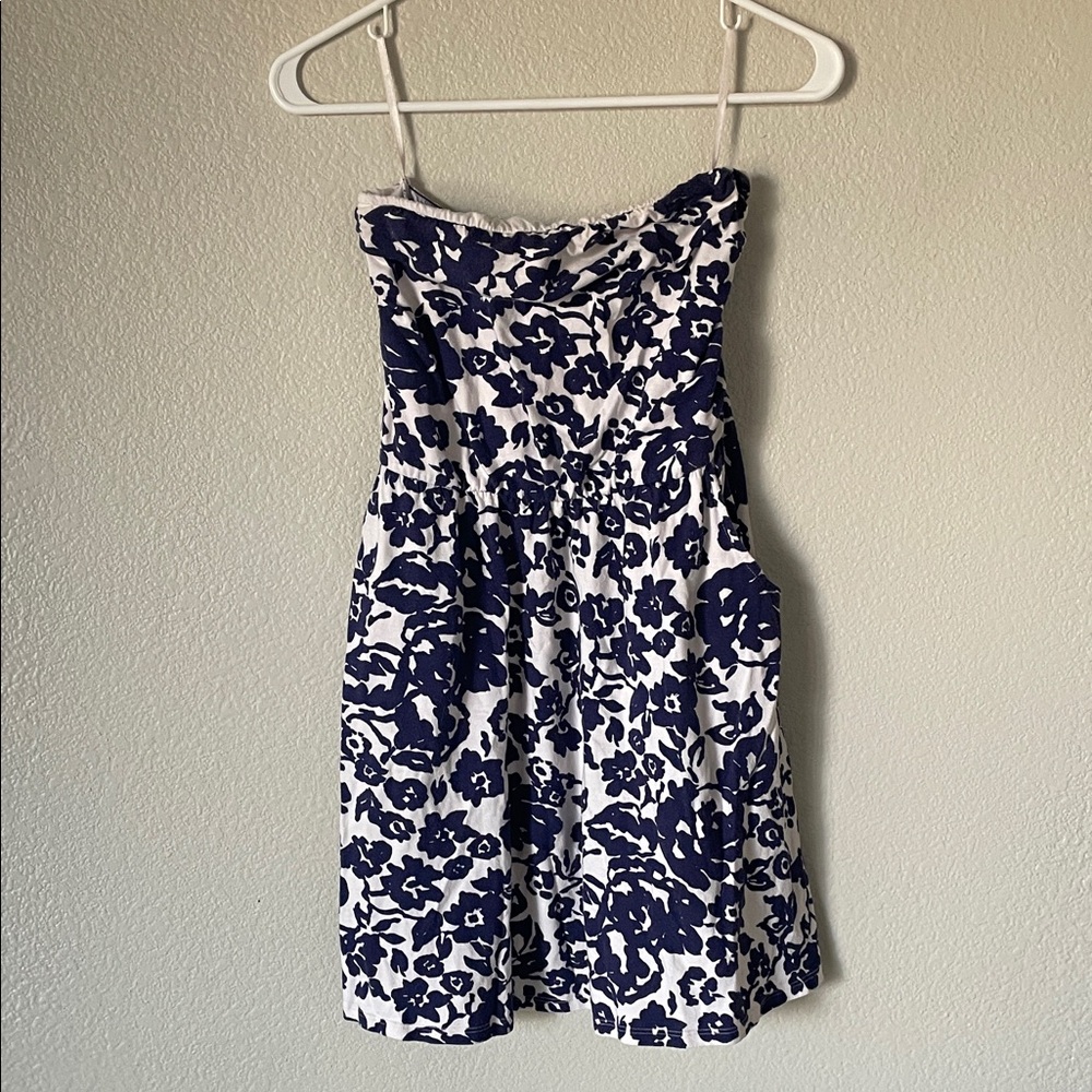 Strapless Purple and White Floral Sundress